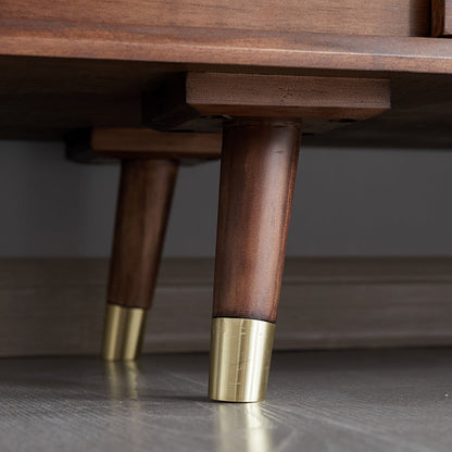 Meuble TV DOMINIC avec portes coulissantes en verre, style rétro moderne 