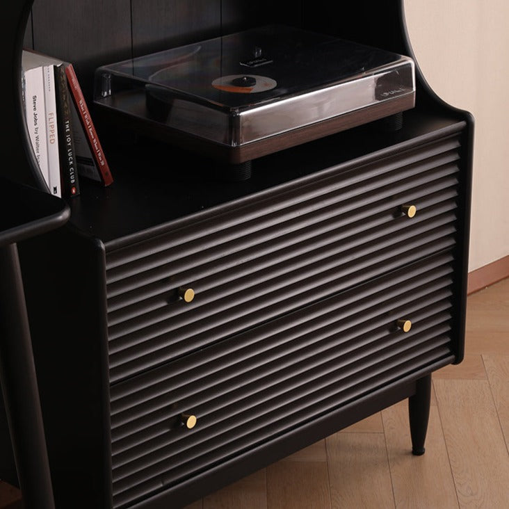 Buffet japonais scandinave en verre ISABEL TOKYO (noyer, noir, gris, blanc) 