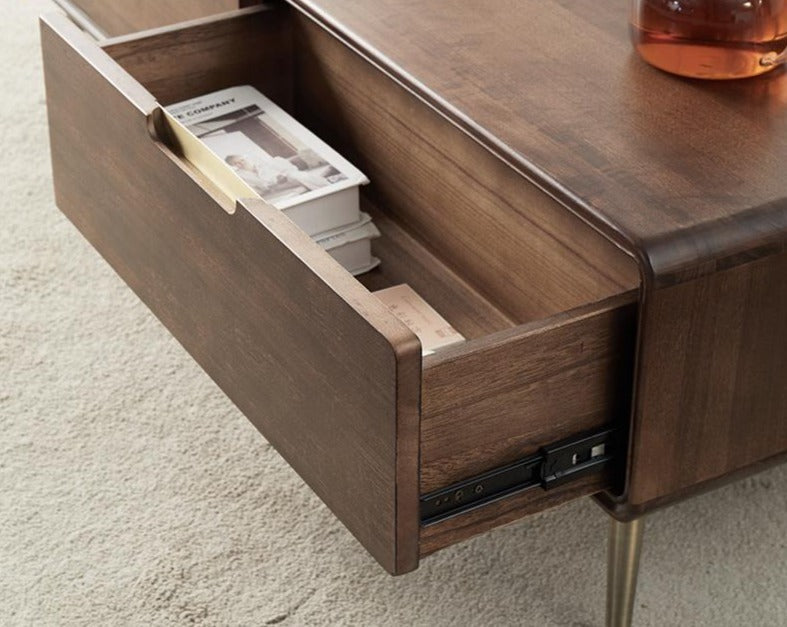 Table basse relevable en bois massif Liam moderne et minimaliste 