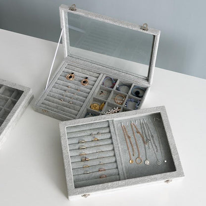 Boîte à bijoux avec plateau en faux verre