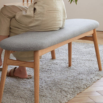 Banc en bois massif LYRIC BELAIR en chêne nordique avec coussin lavable en tissu 