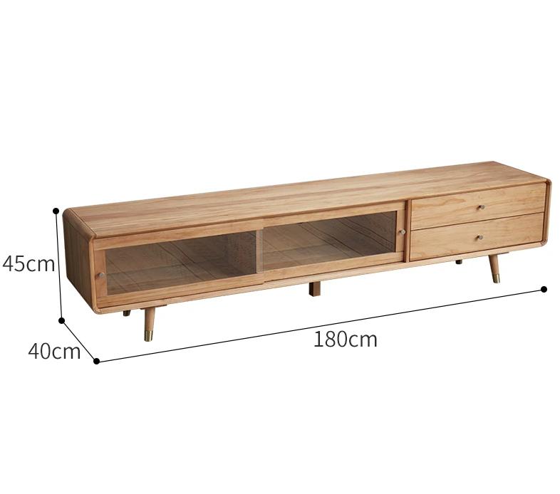 Meuble TV DOMINIC avec portes coulissantes en verre, style rétro moderne 