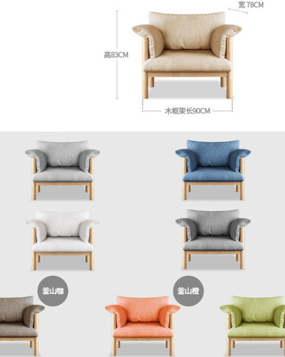 Canapé GRACE en bois massif au design nordique japonais (6 tailles au choix, 8 couleurs de tissu au choix)