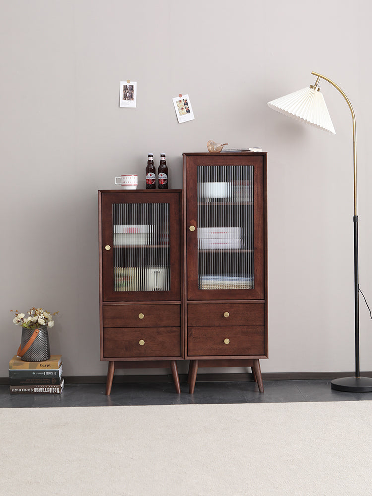 ELLEN SWEDEN Bibliothèque scandinave en verre et bois dur 