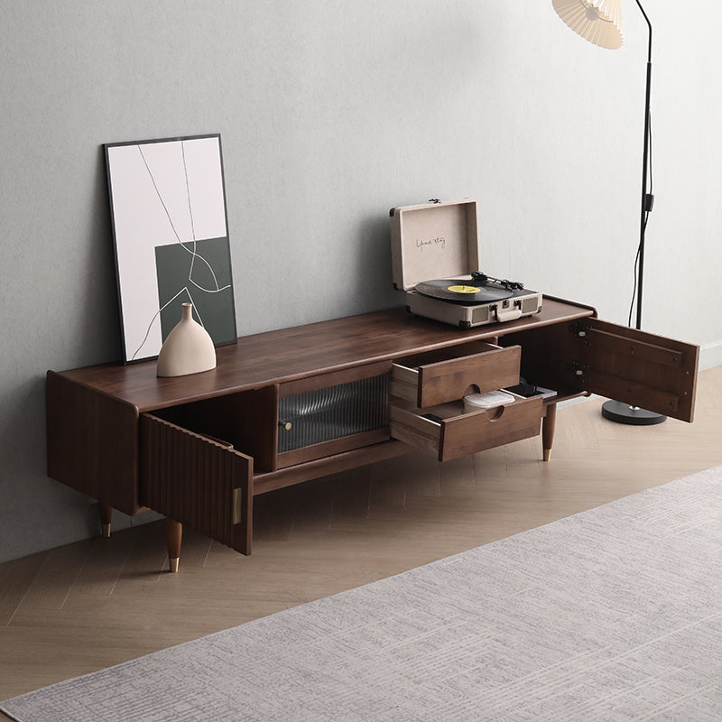 Meuble TV console en bois massif Adrianna HYATT (3 tailles, 4 couleurs)