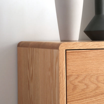 Commode Camilla RITZ en bois massif pur, style nordique japonais, 8 tiroirs, rangement, noyer, couleur cerisier 