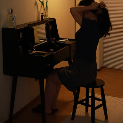 ISABEL TOKYO Commode Coiffeuse Miroir Japonais Scandinave (Couleur Noyer, Noir Blanc, Gris)