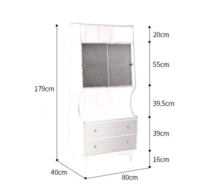 Buffet japonais scandinave en verre ISABEL TOKYO (noyer, noir, gris, blanc) 