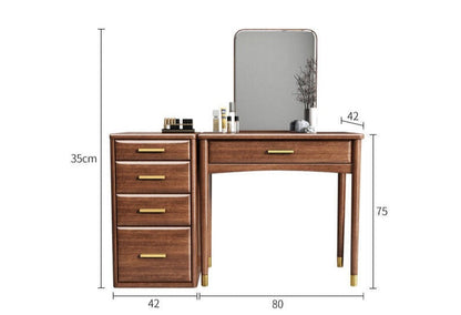 Coiffeuse CARLY Embassy en bois de santal massif avec miroir et meuble de rangement