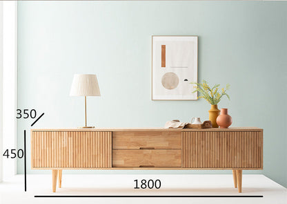 Meuble TV Catherine MARRIOTT en bois massif scandinave (couleur noyer, naturel)