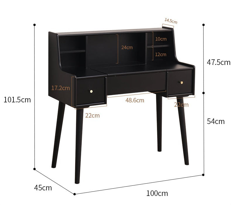 ISABEL TOKYO Commode Coiffeuse Miroir Japonais Scandinave (Couleur Noyer, Noir Blanc, Gris)