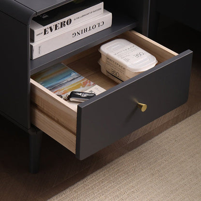 BROOKE MARRIOTT Table de chevet scandinave tout en bois massif nordique (4 couleurs noyer, gris, noir, blanc)