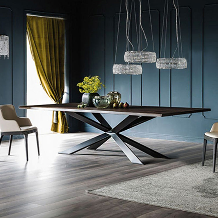 AUTOMNE Table à manger minimaliste nordique en bois massif de style industriel 