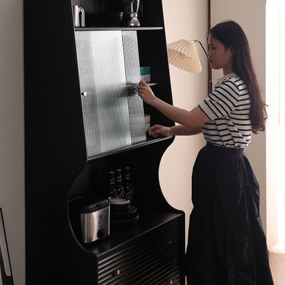 Buffet japonais scandinave en verre ISABEL TOKYO (noyer, noir, gris, blanc) 