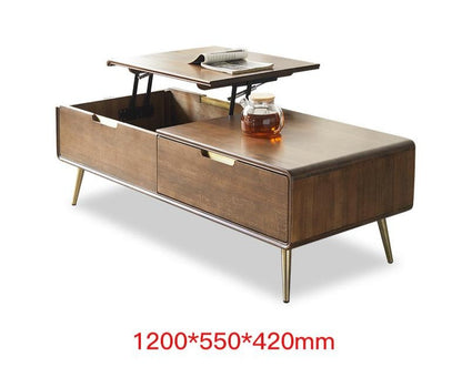 Table basse relevable en bois massif Liam moderne et minimaliste 