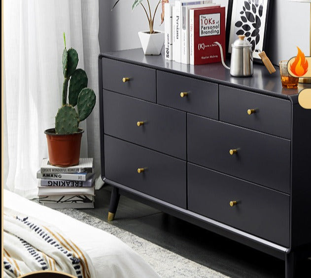 Commode ADELINE COURTYARD en bois massif noir, noyer, blanc, couleur naturelle