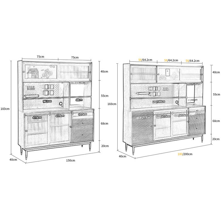 Buffet scandinave en bois massif ADALINE (3 couleurs, 3 tailles)