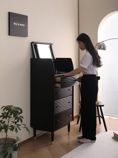 ISABELLE TOKYO Coiffeuse nordique avec miroir et style scandinave japonais (couleur noyer, noir, gris, blanc)