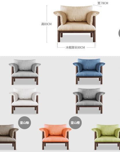 Canapé GRACE en bois massif au design nordique japonais (6 tailles au choix, 8 couleurs de tissu au choix)