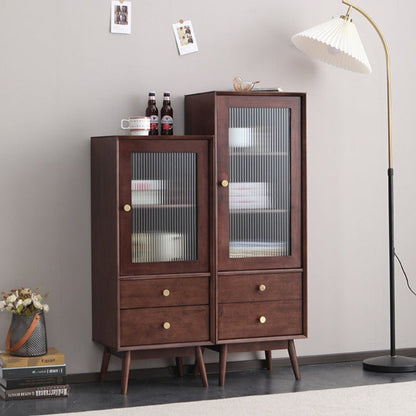 ELLEN SWEDEN Bibliothèque scandinave en verre et bois dur 