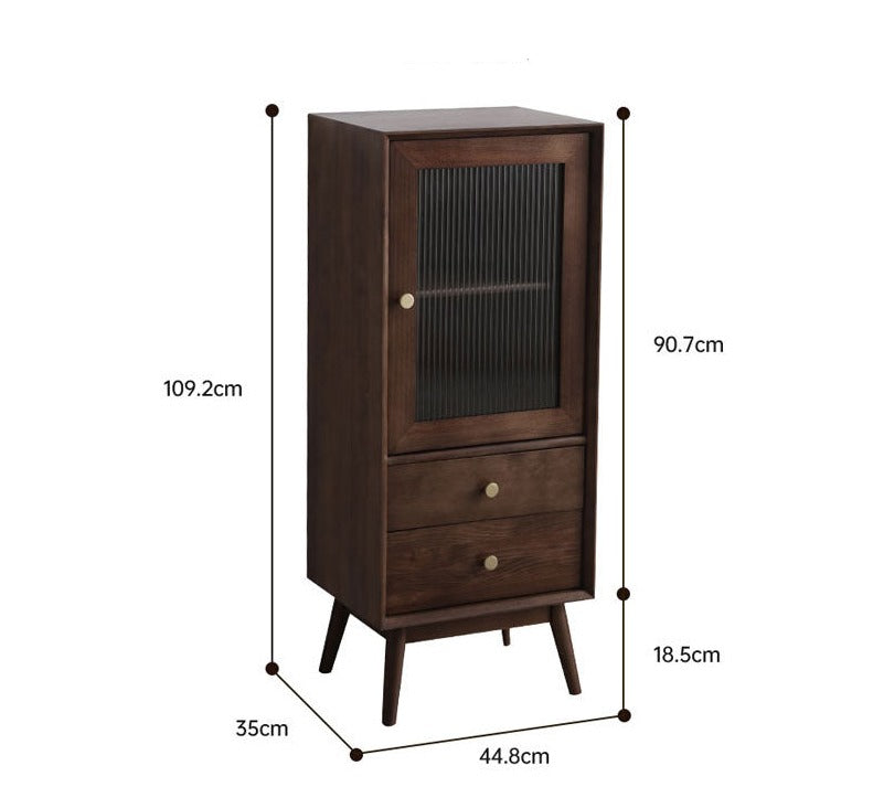 ELLEN SWEDEN Bibliothèque scandinave en verre et bois dur 