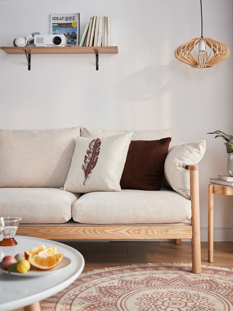 Canapé GRACE en bois massif au design nordique japonais (6 tailles au choix, 8 couleurs de tissu au choix)