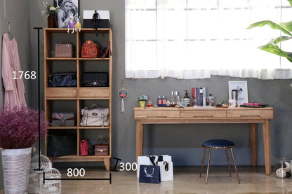 Bibliothèque/Vitrine ANA NEW YORK HILTON en bois dur américain, noyer, couleur naturelle, 3 tailles 