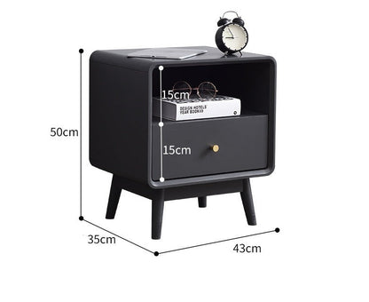 BROOKE MARRIOTT Table de chevet scandinave tout en bois massif nordique (4 couleurs noyer, gris, noir, blanc)