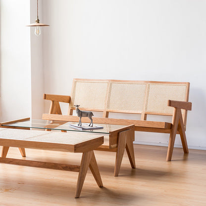 Banc et pouf en rotin Atticus