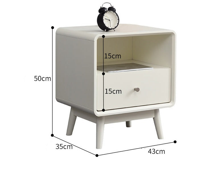 BROOKE MARRIOTT Table de chevet scandinave tout en bois massif nordique (4 couleurs noyer, gris, noir, blanc)