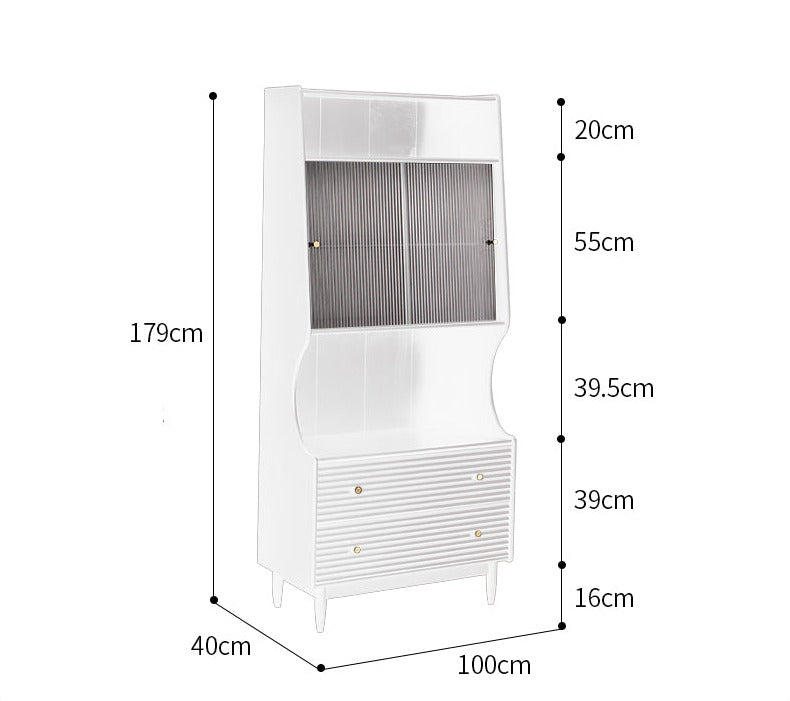 Buffet japonais scandinave en verre ISABEL TOKYO (noyer, noir, gris, blanc) 