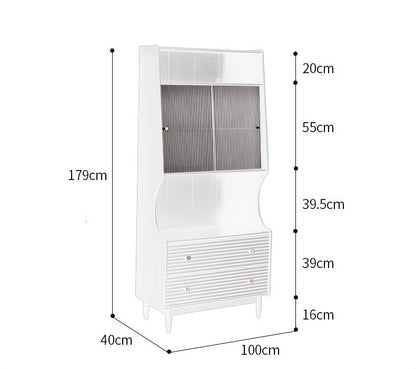 Buffet japonais scandinave en verre ISABEL TOKYO (noyer, noir, gris, blanc) 