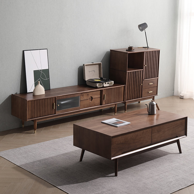 Meuble TV console en bois massif Adrianna HYATT (3 tailles, 4 couleurs)