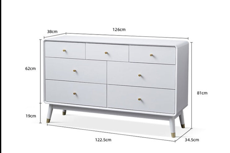 Commode ADELINE COURTYARD en bois massif noir, noyer, blanc, couleur naturelle