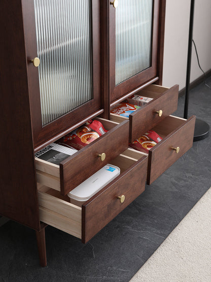 ELLEN SWEDEN Bibliothèque scandinave en verre et bois dur 