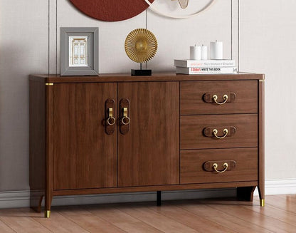 Commode à tiroirs de style japonais Juan avec cadre en bois massif 