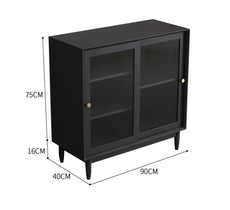 Buffet d'exposition industriel minimaliste en verre ELIANA 