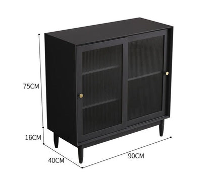 Buffet d'exposition industriel minimaliste en verre ELIANA 