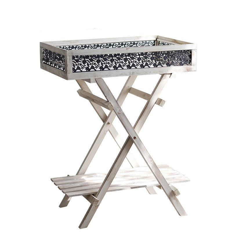 Support à plantes pliable à double étagère Khajag