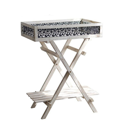 Support à plantes pliable à double étagère Khajag