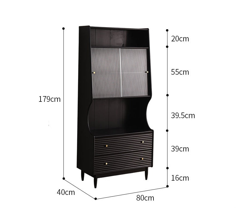 Buffet japonais scandinave en verre ISABEL TOKYO (noyer, noir, gris, blanc) 