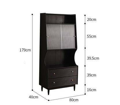 Buffet japonais scandinave en verre ISABEL TOKYO (noyer, noir, gris, blanc) 