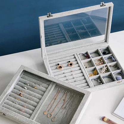 Boîte à bijoux avec plateau en faux verre