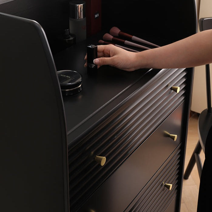 ISABELLE TOKYO Coiffeuse nordique avec miroir et style scandinave japonais (couleur noyer, noir, gris, blanc)