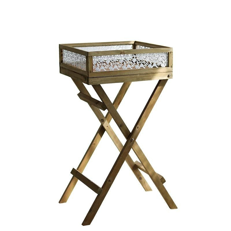 Support à plantes pliable à double étagère Khajag