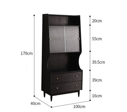 Buffet japonais scandinave en verre ISABEL TOKYO (noyer, noir, gris, blanc) 