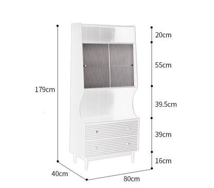 Buffet japonais scandinave en verre ISABEL TOKYO (noyer, noir, gris, blanc) 