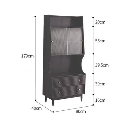 Buffet japonais scandinave en verre ISABEL TOKYO (noyer, noir, gris, blanc) 