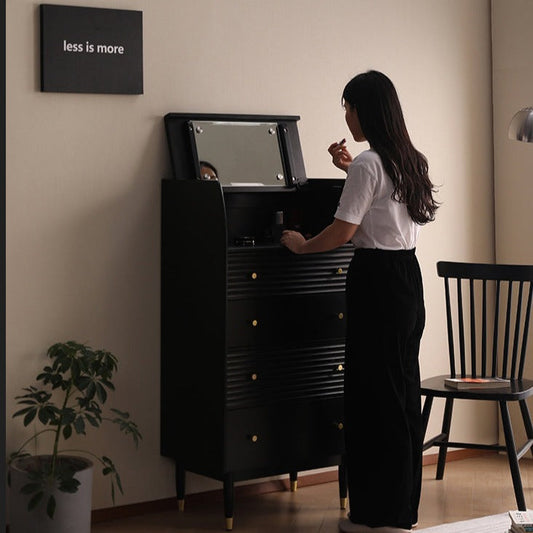 ISABELLE TOKYO Coiffeuse nordique avec miroir et style scandinave japonais (couleur noyer, noir, gris, blanc)