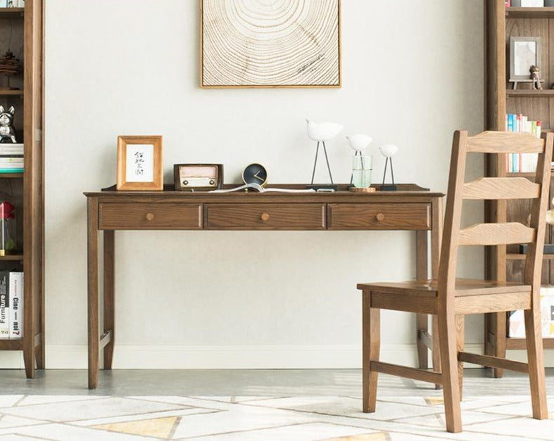 Bureau d'ordinateur en bois massif Hugo Nordic en chêne américain